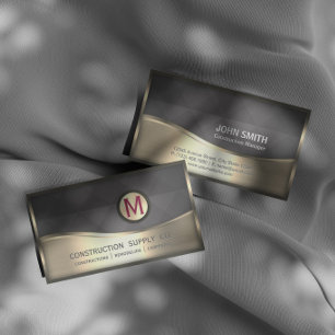 Carte De Visite Monogramme de construction moderne LOGO Métal d'or