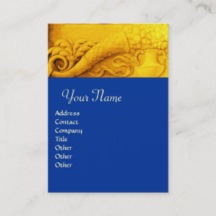 Carte De Visite MONOGRAMME DE CORNUCOPIE, jaune or brillant, bleu