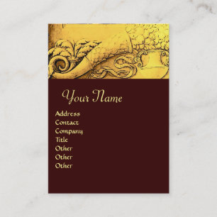 Carte De Visite MONOGRAMME DE CORNUCOPIE, jaune or brillant, brun