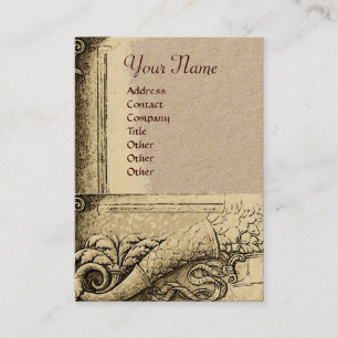 Carte De Visite MONOGRAMME DE CORNUCOPIE, Papier Kraft Brown