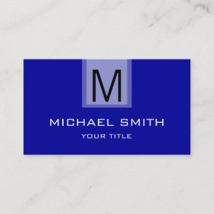 Carte De Visite Monogramme de couleur solide bleu professionnel