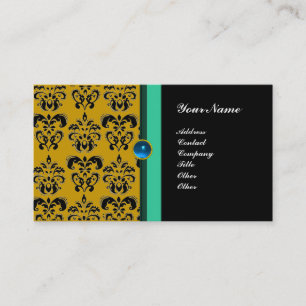 Carte De Visite MONOGRAMME DE DAMASK CLASSÉ, saphir noir