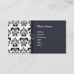 Carte De Visite MONOGRAMME DE DAMASK POITRINE Saphir bleu CLASSY