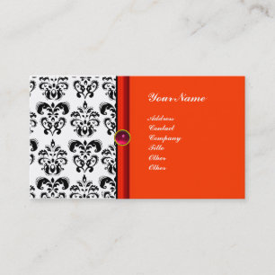 Carte De Visite MONOGRAMME DE DAMASK, violet rubis rose