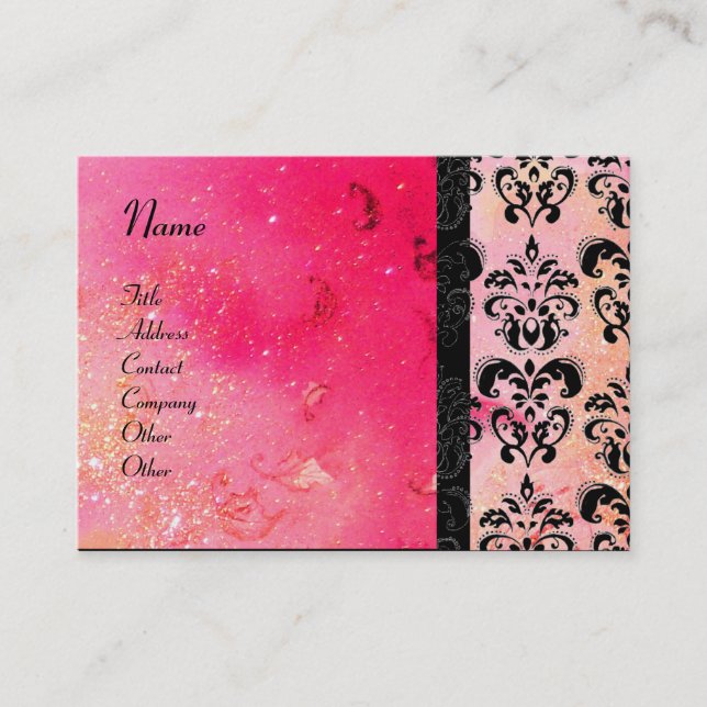 Carte De Visite MONOGRAMME DE DOMMASQUES D'OR ROSE, fuchsia (Devant)