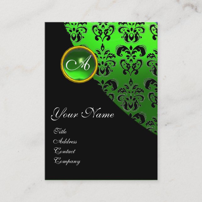 CARTE DE VISITE MONOGRAMME DE DOMMASQUES ÉMERAUDES VERTS (Devant)
