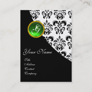 CARTE DE VISITE MONOGRAMME DE DOMMASQUES ÉMERAUDES VERTS