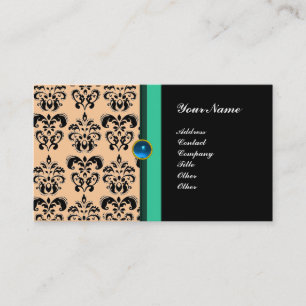 Carte De Visite MONOGRAMME DE DOMMASSE CLASSÉ, noir rose bleu vert