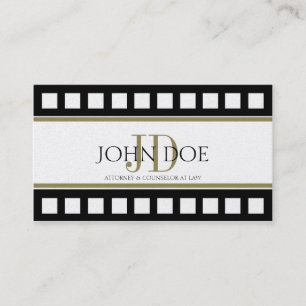 Carte De Visite Monogramme de film or noir/jaune de mandataire