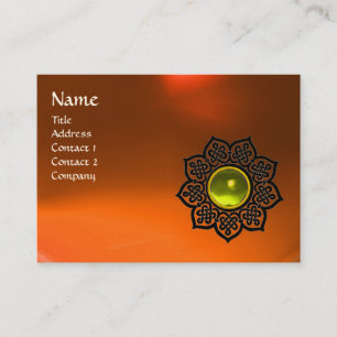 Carte De Visite MONOGRAMME DE FLEURS CELTIQUES AGATE orange jaune 