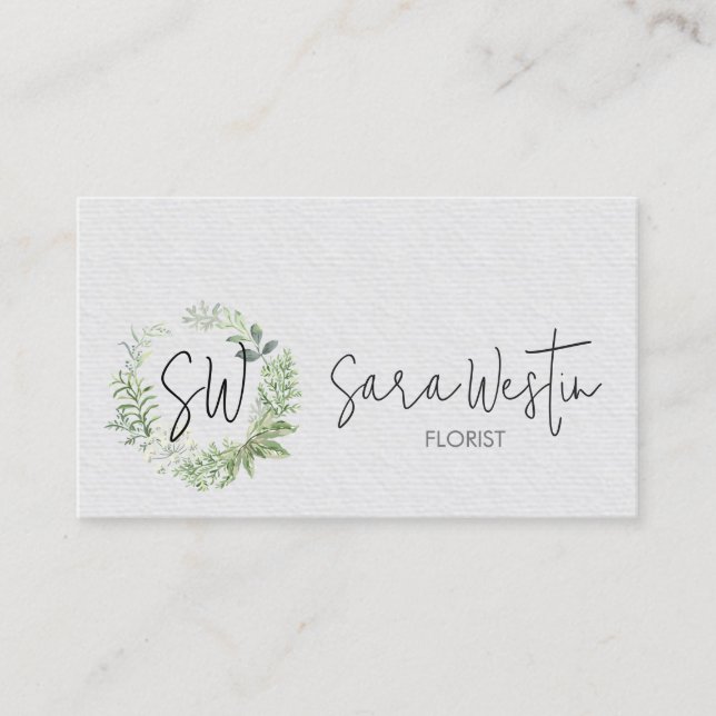 Carte De Visite Monogramme de fleurs de fleuriste  (Devant)