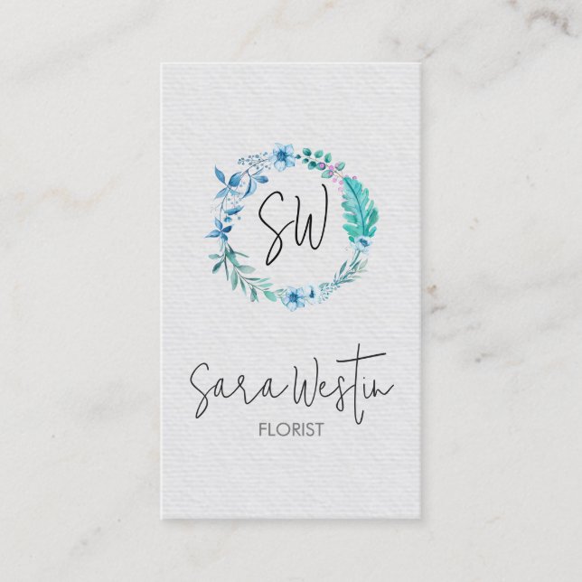 Carte de visite monogramme de fleurs de fleuriste (Devant)