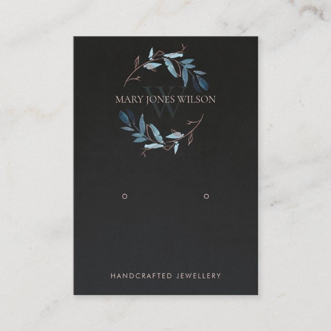 CARTE DE VISITE MONOGRAMME DE FOLIAGE ROSE NOIR REGARDER AFFICHER  (Devant)