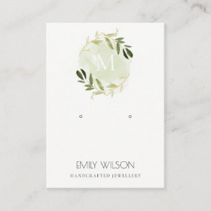 CARTE DE VISITE MONOGRAMME DE FOLIAGE VERT OR REARRÊTER AFFICHER 
