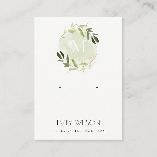 CARTE DE VISITE MONOGRAMME DE FOLIAGE VERT OR REARRÊTER AFFICHER L (Devant)