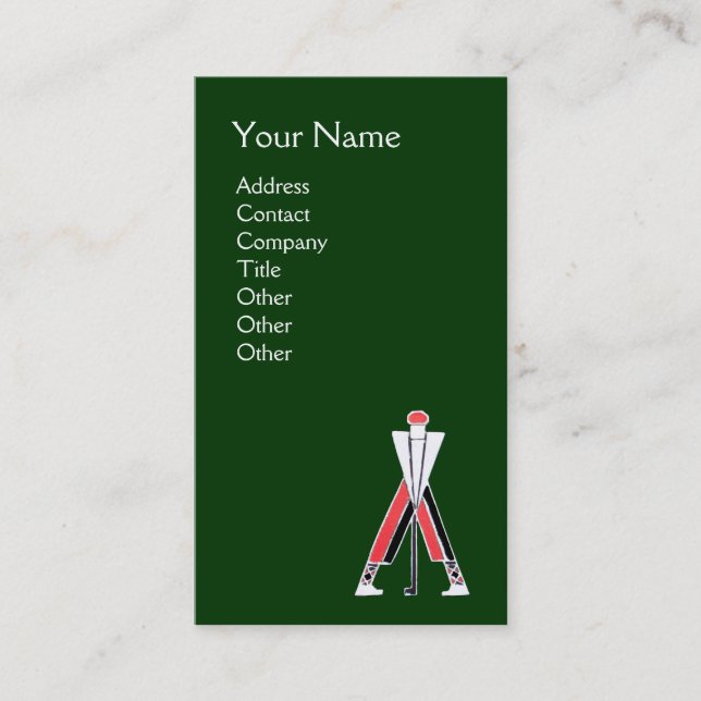 CARTE DE VISITE MONOGRAMME DE GOLFEUR VERT ROUGE STYLISÉ,MONOGRAMM (Devant)