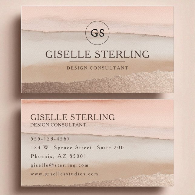 Carte De Visite Monogramme de la Terre Boho Terracotta Aquarelle (Créateur téléchargé)