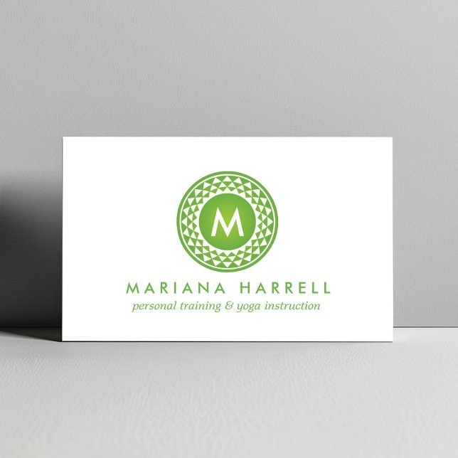 Carte De Visite MONOGRAMME DE LOGO DE SOLEIL VERT pour YOGA STUDIO (Créateur téléchargé)