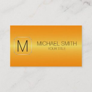 Carte De Visite Monogramme de luxe orange en métal d'acier