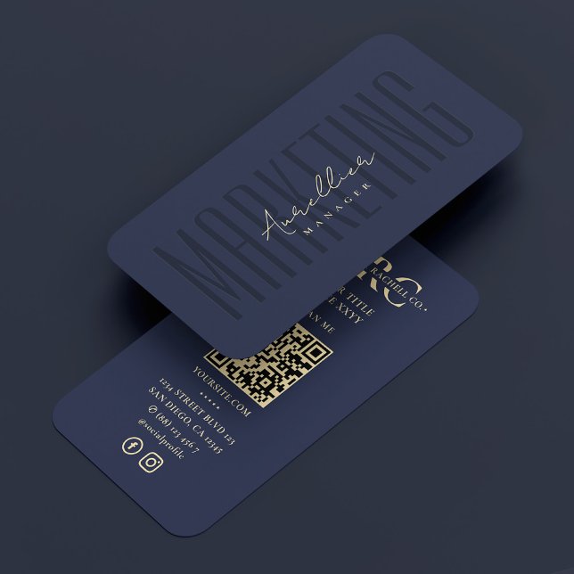 Carte De Visite Monogramme de marketing professionnel Dark Navy Bl (Dark Navy Blue Professional Marketing Monogram Business Card
)