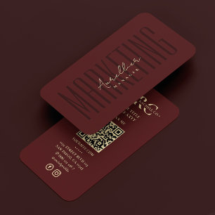 Carte De Visite Monogramme de marketing professionnel rouge foncé