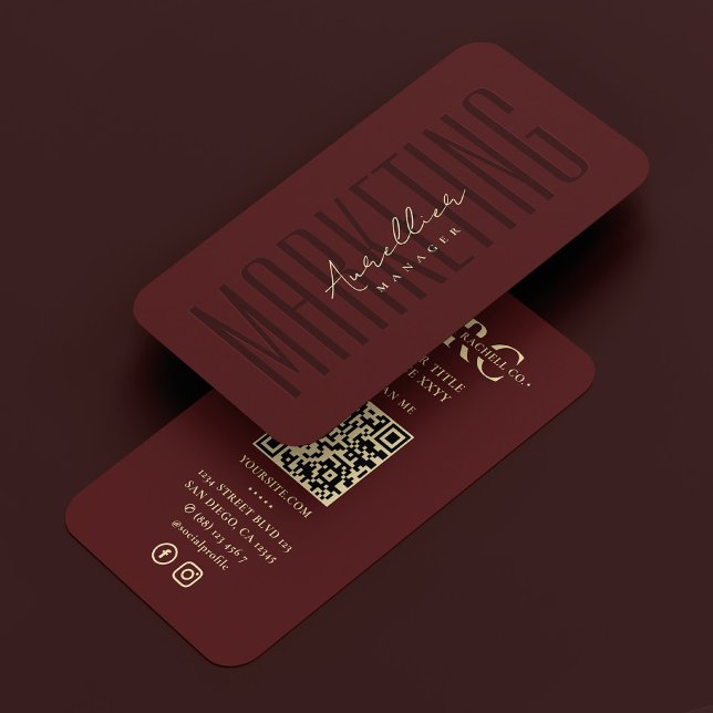 Carte De Visite Monogramme de marketing professionnel rouge foncé (Dark Red Professional Marketing Monogram Business Card
)
