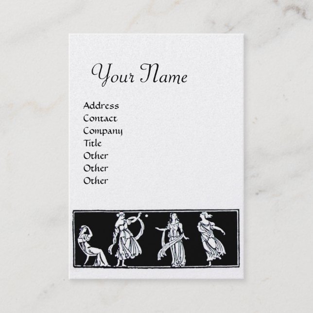 Carte De Visite MONOGRAMME DE MODE ANTIQUE Black White Pearl (Devant)