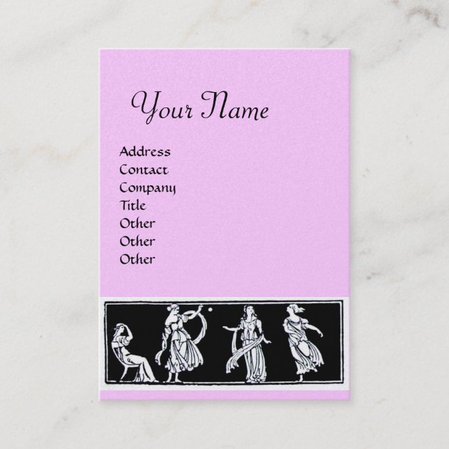 Carte De Visite MONOGRAMME DE MODE ANTIQUE, or métallique, rose (Devant)