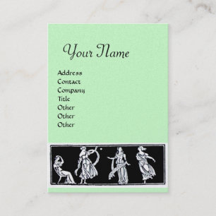 Carte De Visite MONOGRAMME DE MODE ANTIQUE, or métallique, vert