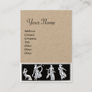Carte De Visite MONOGRAMME DE MODE ANTIQUE Papier Kraft noir blanc