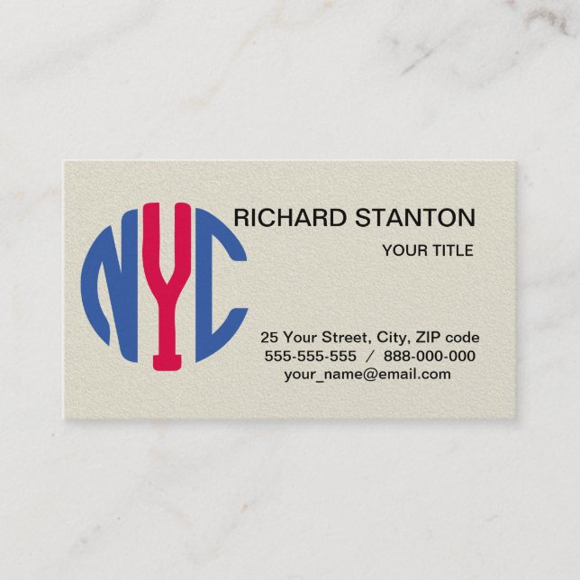 Carte De Visite monogramme de New York (Devant)