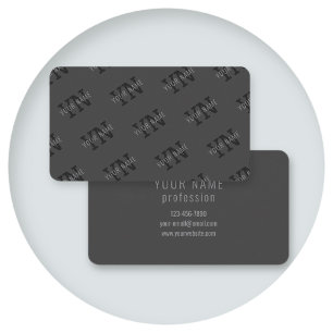 Carte De Visite Monogramme de nom (ou autre texte) gris foncé mode