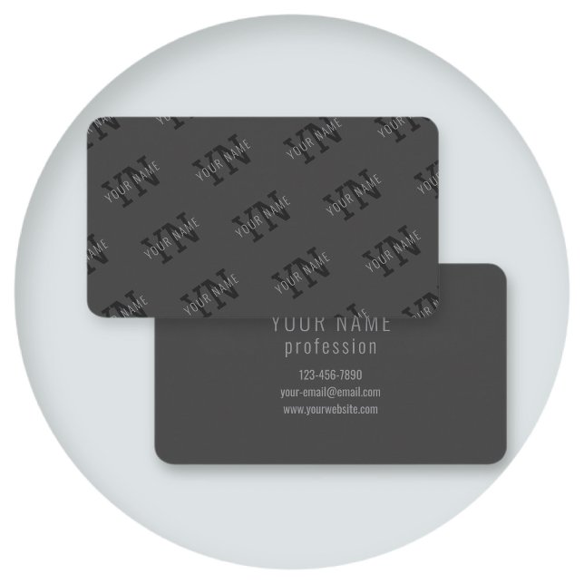 Carte De Visite Monogramme de nom (ou autre texte) gris foncé mode (Créateur téléchargé)