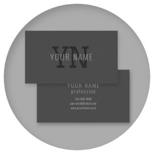 Carte De Visite Monogramme de nom (ou autre texte) gris foncé mode