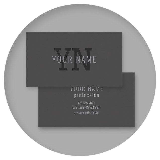 Carte De Visite Monogramme de nom (ou autre texte) gris foncé mode (Créateur téléchargé)