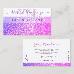 Carte De Visite Monogramme de Parties scintillant d'étincelle rose