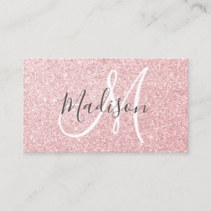 Carte De Visite Monogramme de Parties scintillant dorée Glam Blush