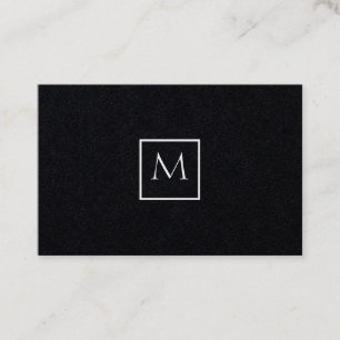 Carte De Visite Monogramme de rectangle minimaliste monochrome
