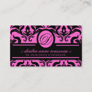 Carte De Visite Monogramme de réglisse de rose de damassé de 311