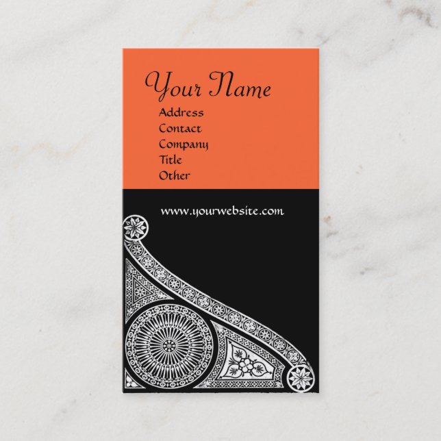 Carte De Visite MONOGRAMME DE RENAISSANCE 3 orange jaune (Devant)