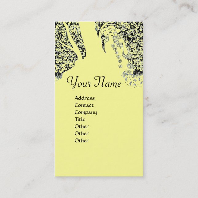 Carte De Visite MONOGRAMME DE ROMANCE, noir et jaune (Devant)