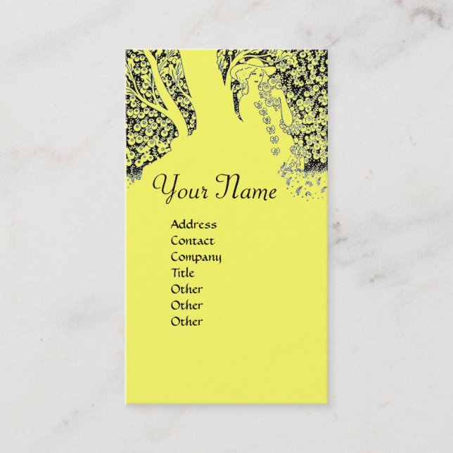 Carte De Visite MONOGRAMME DE ROMANCE, noir et jaune (Devant)