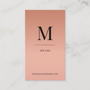 Carte De Visite Monogramme de rose dorée minime moderne