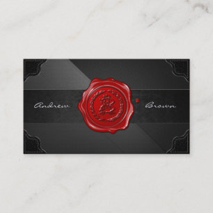 Carte De Visite Monogramme de sceau de cire AB & BA [Noir moderne]