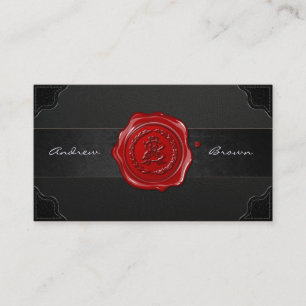 Carte De Visite Monogramme de sceau de cire AB et BA [Cuir noir]