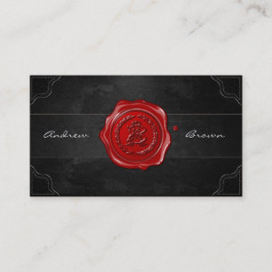 Carte De Visite Monogramme de sceau de cire AB et BA [Grunge Black