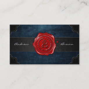 Carte De Visite Monogramme de sceau de cire AB et BA [Grunge Blue]