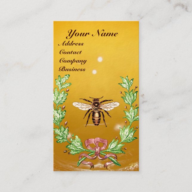 CARTE DE VISITE MONOGRAMME DE SCEAU DE CIRE ROUGE HONEY BEE BEEKEE (Devant)