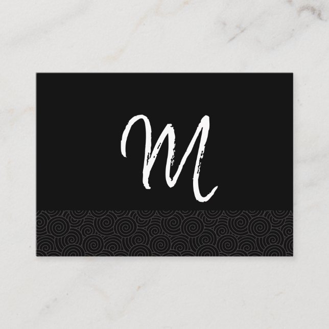 Carte De Visite Monogramme de script avec garniture en spirale (Devant)