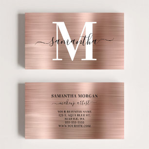 Carte De Visite Monogramme de signature Rose Gold Shimmer